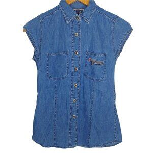 Harley-Davidson Motorcycles Womens S Shirt Chambray Sleeveless Button Up Biker